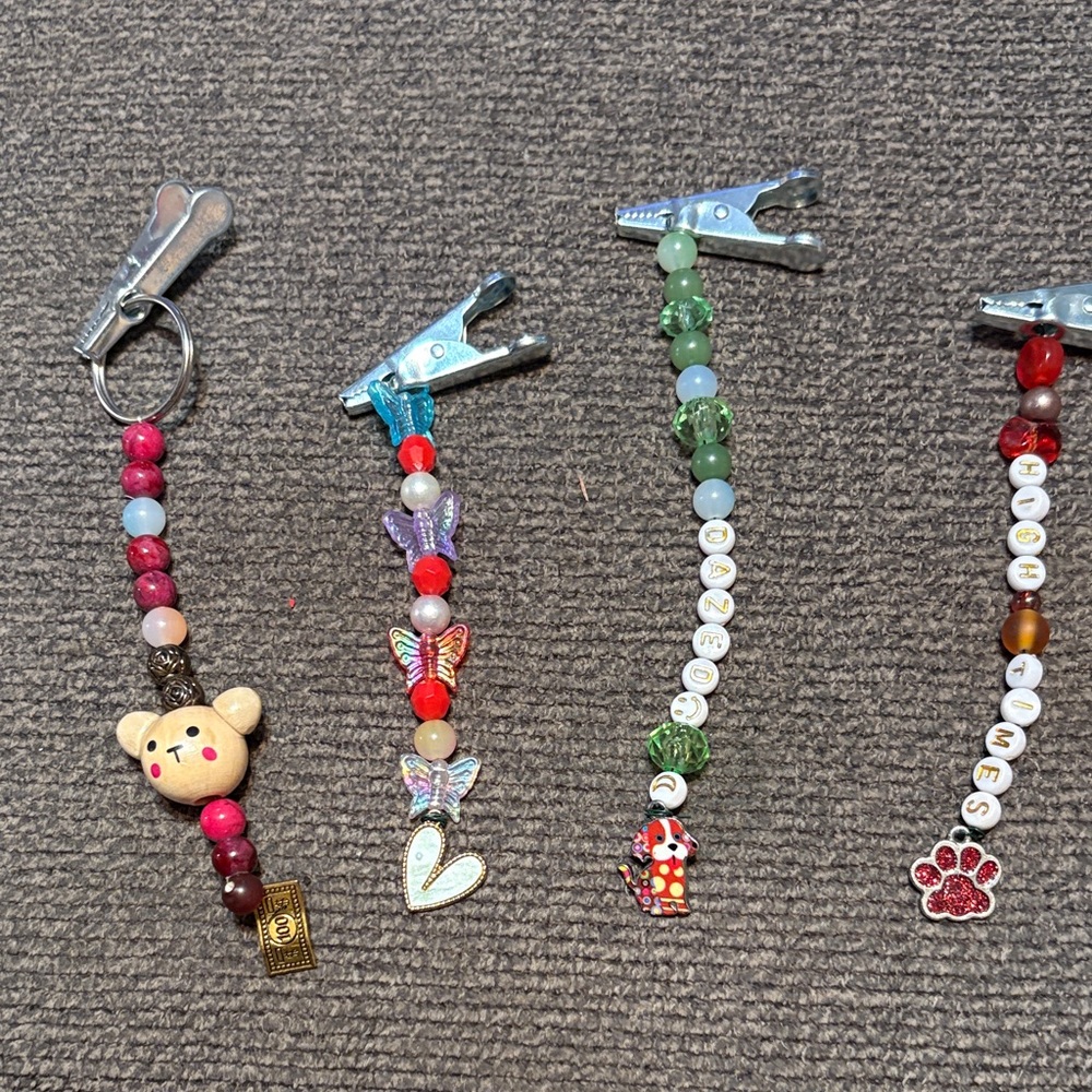 Stocking Stuffer: Hand crafted, Charming Beaded rear view mirror hooks.